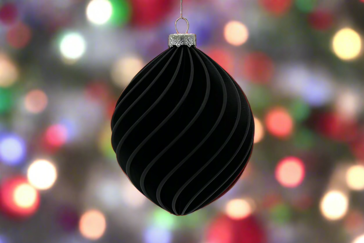 Black Spiral Ball Christmas Ornament