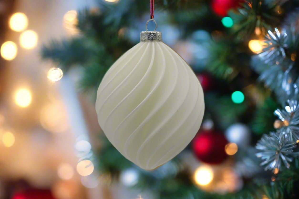 White Spiral Ball Tree Ornament